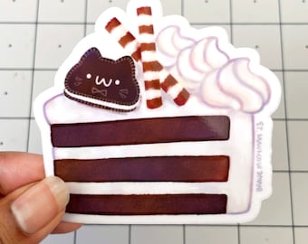 Cute Cake Sticker Chocolate Cake Sticker Cake Slice Sticker Kawaii Sticker Cat Chocolate Sandwich Cookie Kawaii Dessert Kawaii Stationary