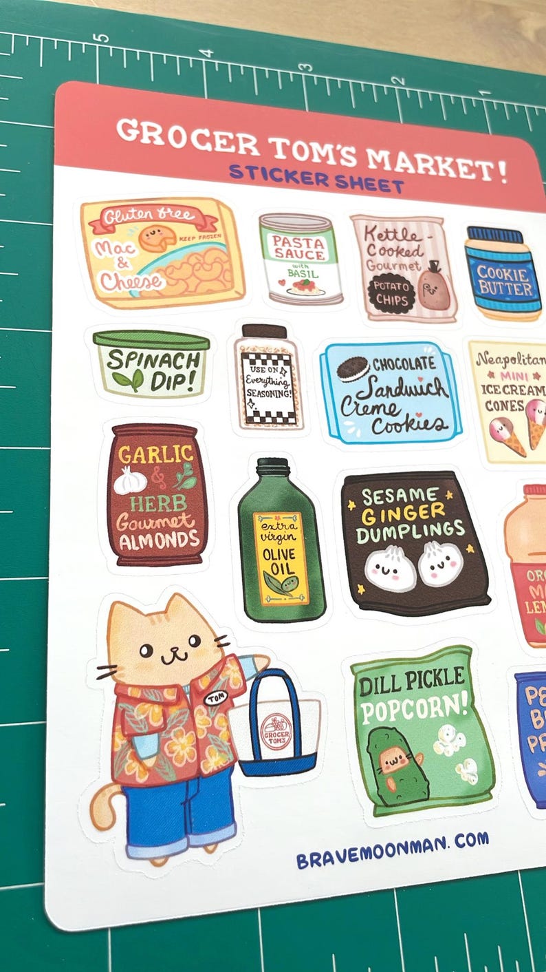 Grocery Store Sticker Sheet, Kawaii Food Art Stickers - Etsy