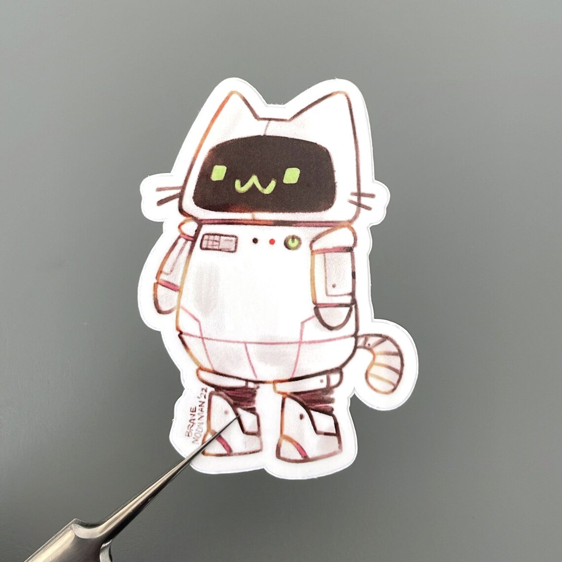 Robot Cat Sticker - Cute Robot Sticker, Gift for Him - Etsy