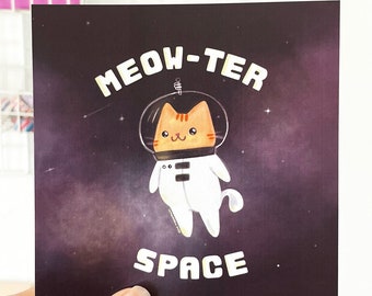 Space Kitty Art Print: Cat Astronaut Pun Wall Art