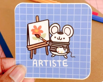 Cute Vinyl Sticker Cute Stickers Cartoon Mouse Stickers Artist Gifts Artist Sticker Painters Gift Cute Sticker Kawaii Sticker