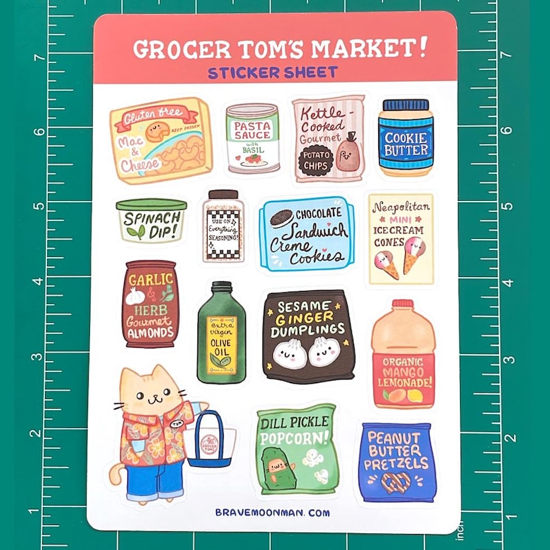 Grocery Store Sticker Sheet, Kawaii Food Art Stickers - Etsy