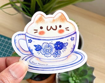 Coffee Cat Magnet - Cute Cat Cup Magnet, Kawaii Cat Fridge Magnet