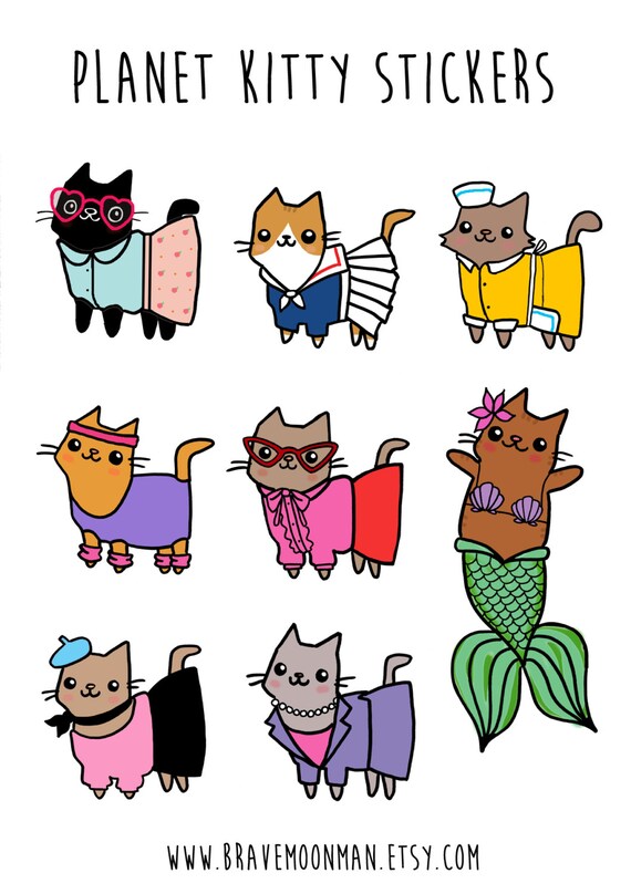 cute cat sticker sheet kawaii cat stickers mermaid cat