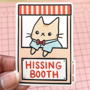Hissing Booth Magnet - Cute Grumpy Cat Magnet, Fridge Magnet Gift, Refrigerator Magnets Funny
