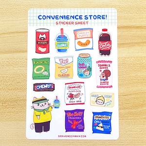 Kawaii Snacks Sticker Sheet Cute Convenience Store Junk Food Stickers image 1