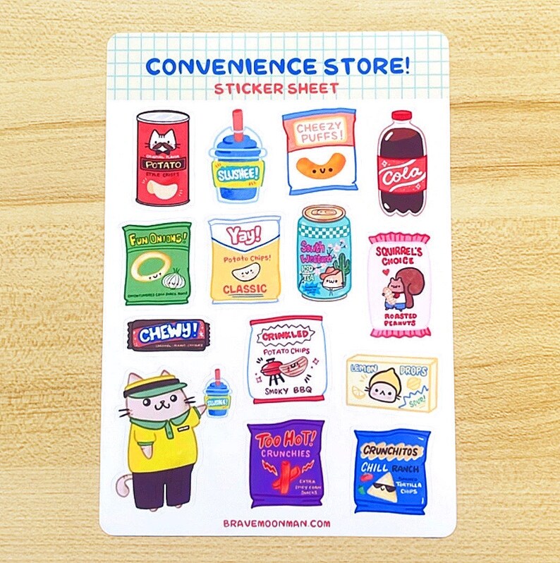 Kawaii Snacks Sticker Sheet Cute Convenience Store Junk Food Stickers image 1