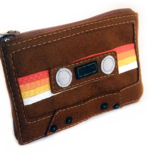 Mix Tape Pouch - Brown with Multi-colored Stripes