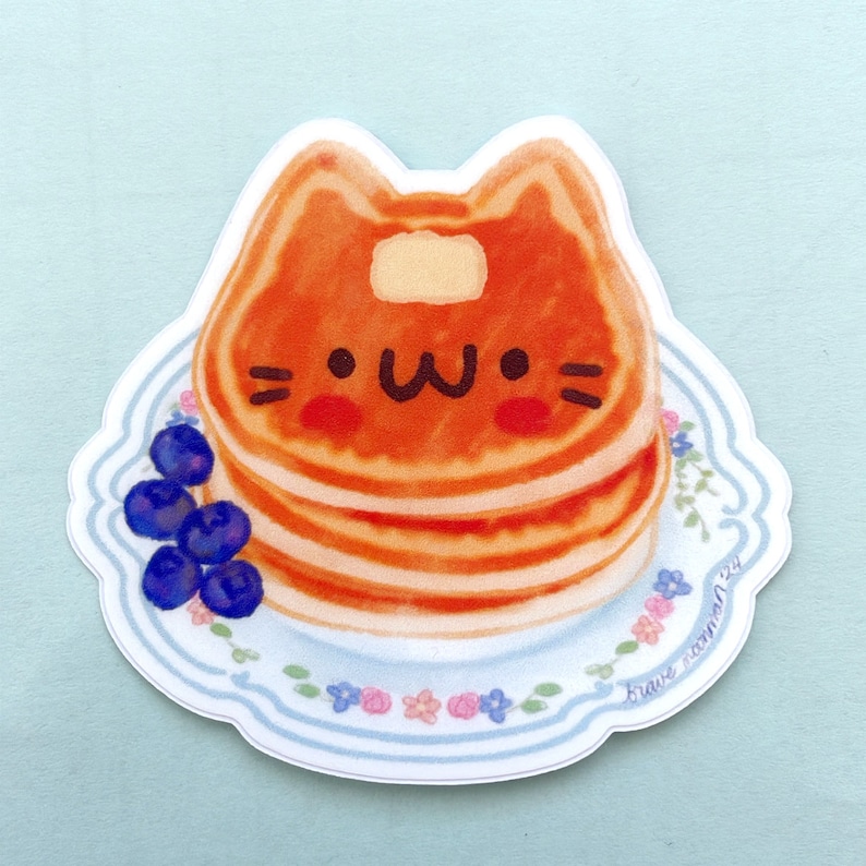 Pegatinas de panqueques de gato - Arte de desayuno, pegatinas de comida kawaii imagen 4