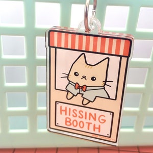 Hissing Booth Keychain - Grumpy Cat Acrylic Charm, Angry Cat Keychain