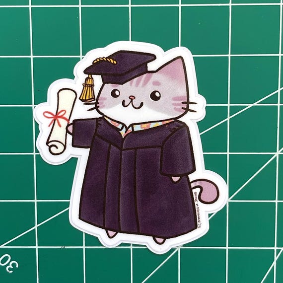 Graduation Kitty Sticker – Cat Themed Grad Gift - Etsy