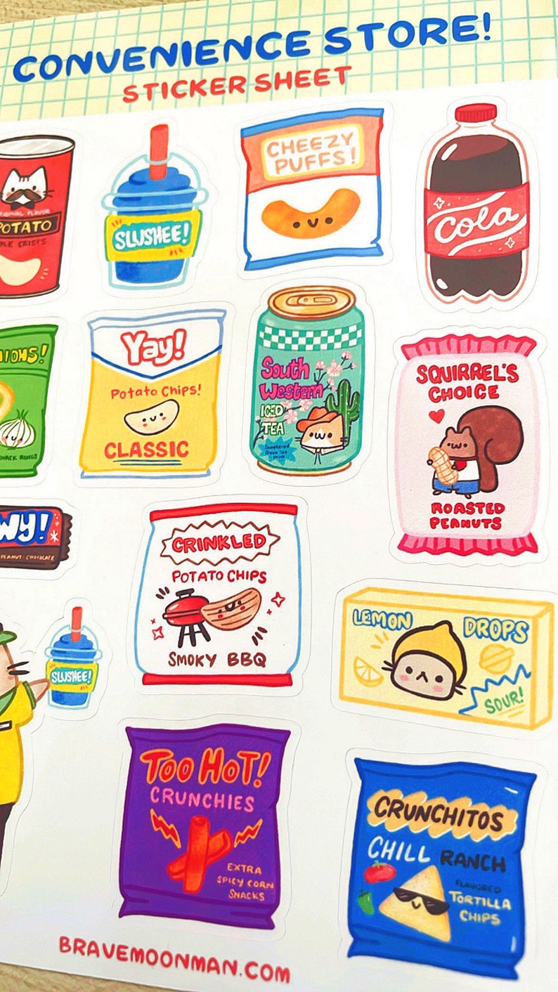 Kawaii Snacks Sticker Sheet Cute Convenience Store Junk Food Stickers image 2