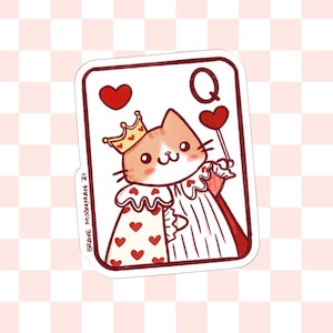 Queen Of Hearts Sticker Cat Queen Drawing Cat Queen Art Sticker Kawaii Cat Sticker Vinyl Cat Sticker Playing Card Sticker Kitty Queen