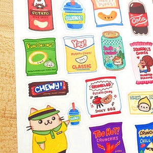 Kawaii Snacks Sticker Sheet Cute Convenience Store Junk Food Stickers image 3