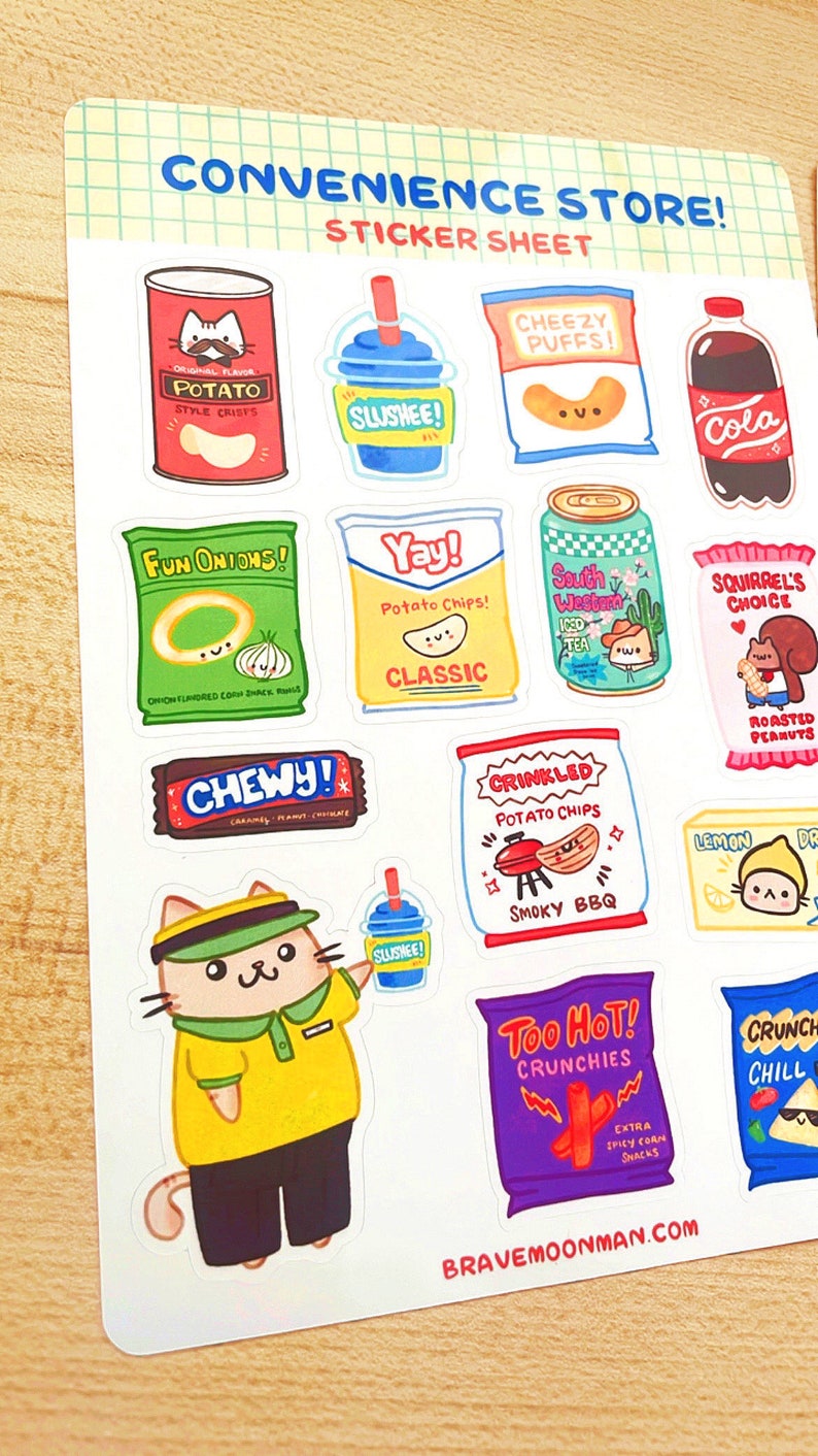 Kawaii Snacks Sticker Sheet Cute Convenience Store Junk Food Stickers image 3