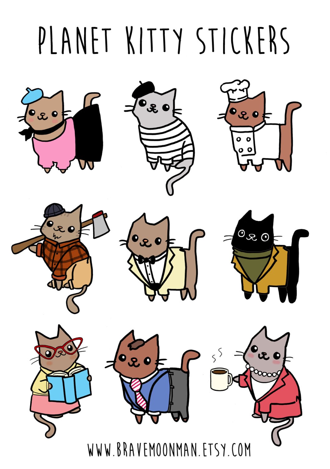 Cute Stickers Super Cute Cat Stickers Planet Kitty Cute 