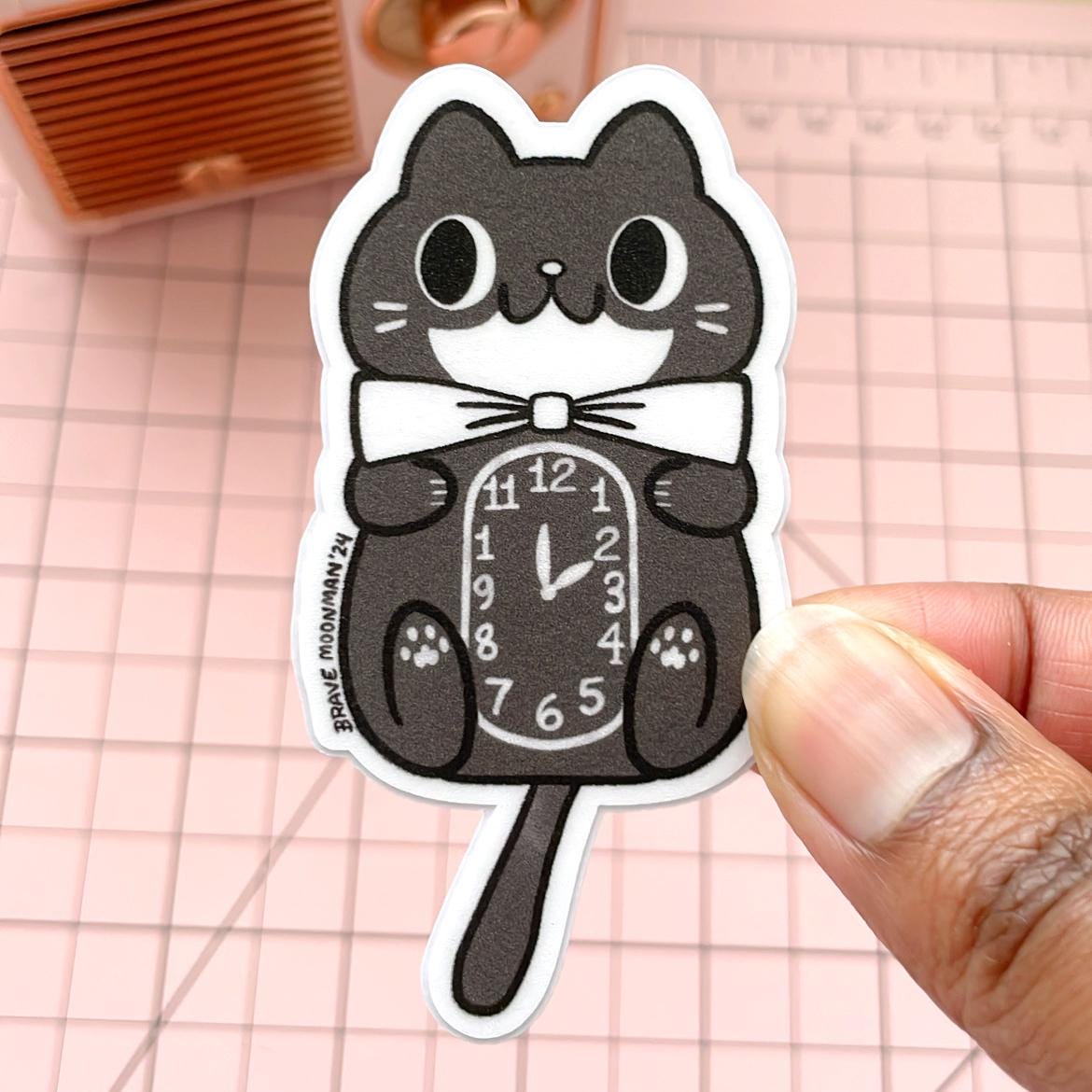 Retro Kitty Clock Sticker: Vintage Inspired Cat Vinyl Decal - Etsy