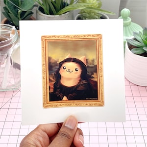 Mona Lisa Cat Funny Art Print - &quot;Meow-na Lisa&quot; Funky Art Print