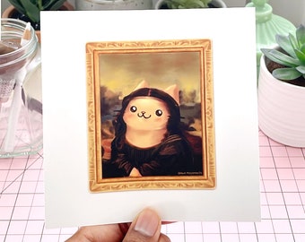 Mona Lisa Cat Art Print – Funny Kitty Portrait, Quirky Wall Art