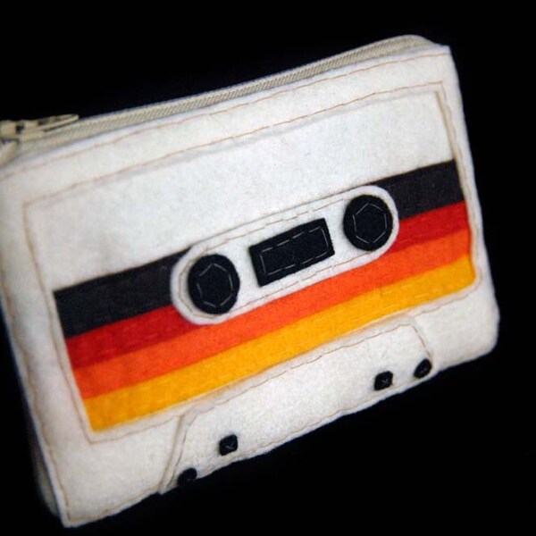 Mix Tape Pouch - Cream with Multi-colored Stripes