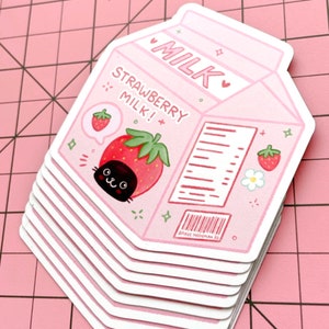 Strawberry Milk Carton Magnet Cat Magnet Cute Magnets Fridge Strawberry Decor Cute Magnet for Fridge Strawberry Gifts for Cat Lovers image 2