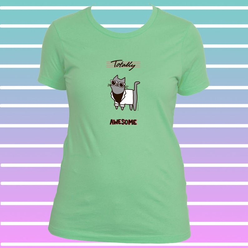 Cat Tee Shirt Women Miami Vice Style Totally 80\u0027s Wayfarer Sunglasses Miami Vice Blazer 80s T Shirt 80s Shirt