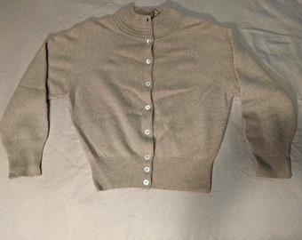 Sweet Vintage Beige Cashmere Cardigan Sweater