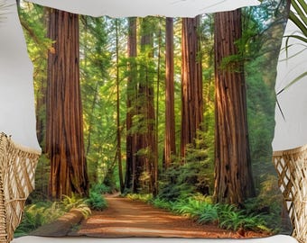 Redwood Trees Decorative Pillow, California Redwoods Nature Lover Gift, House Warming Gift Pillows