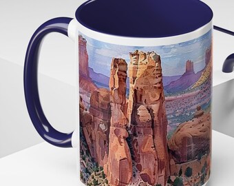Colorado National Monument 15oz Ceramic Mug Wrap-Around Design, Gift for Mountain Lover, Coffee Drinker Traveler Gift Mug, Colorado Gift Mug
