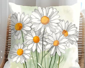 Colorful Daisys Decorative Throw Pillows, House Warming Gift, Nature Lover Gift, Design Front & Back, Avail 4 sizes