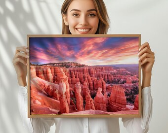Bryce National Park Wall Hanging 20x30 on High-Quality Museum Grade Satin Paper, Hung alone or Framed, Traveler Gift, Bryce Vacation Gift