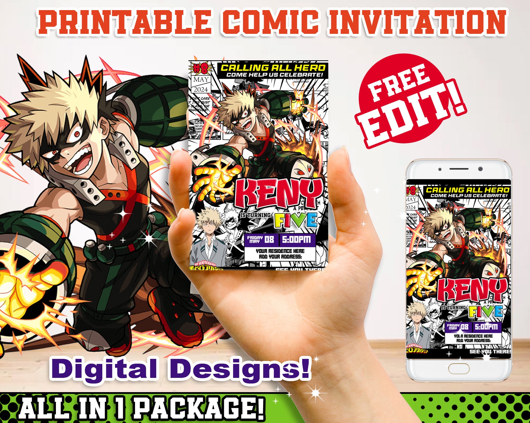My Hero Academia Anime Theme Invitation, Printable Manga Theme Invitation, DIY Printable Invitation, Boy Party Invitation, Anime Theme Party - Etsy my-hero-academia-anime-theme-invitation-printable-manga-theme-invitation-diy-printable-invitation-boy-party-invitation-anime-theme-party-etsy