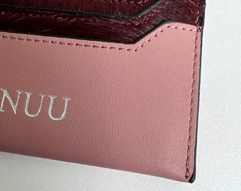 Porte-cartes en cuir rouge personnalisé, porte-cartes en cuir fait main, porte-cartes de créateur