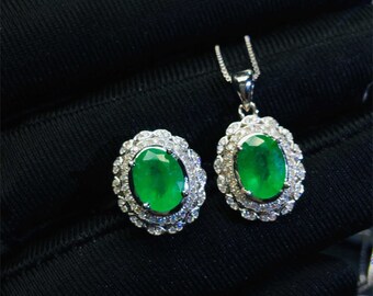 Classic Emerald Earrings with Pave Diamond Halo