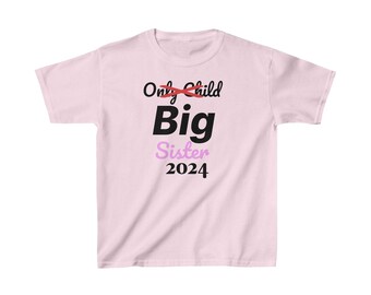 T-shirt Big Sister 2024 super mignon, idéal pour la chemise révélatrice de grossesse