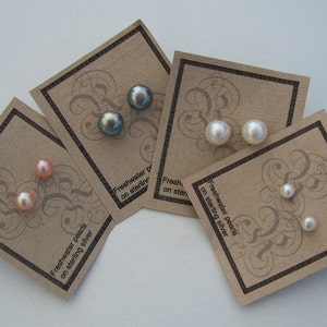 Freshwater Pearl Post / Stud Earrings Small White image 3