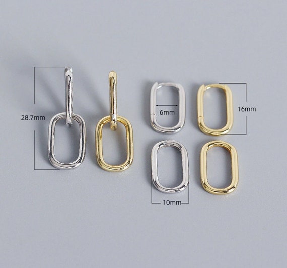 925 Sterling Silver Oval Hoop Earrings for Women Geometric Hot | Etsy