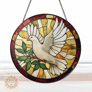 White Dove Glass Suncatcher Window Hanging Gift for Bird Lovers, Home Decor Gift