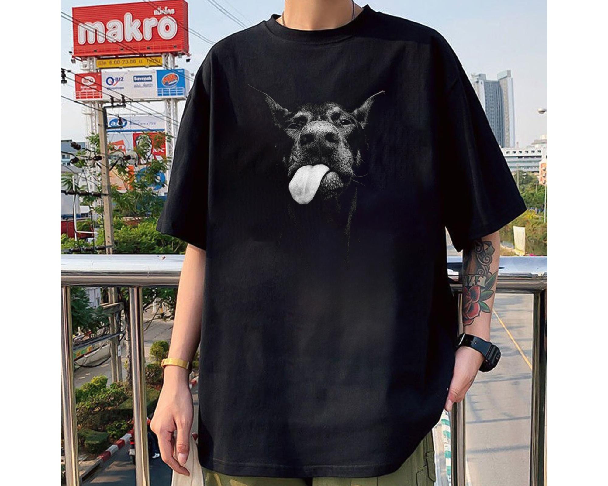 Cool Doberman Sticking Tongue Out In Playful Defiance Tshirts, Vintage Doberman Sweatshirt, Gift for Dog Lovers Hoodie