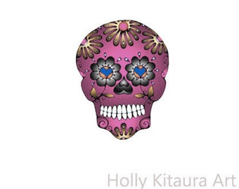 Colorful Sugar Skull Decals Vinyl Car Color Stickers Waterproof OutdoorUse Windows Walls Laptop Skulls Flower Red Blue Pink Silver Green Art