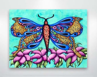 Blue Butterfly Abstract Colorful Fine Art Giclée Print