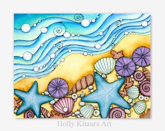 Tropical Beach Seashells - Sea Shells - Beach Decor - Shell Wall Art Print - Hawaii