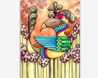 Partridge Bird Folk Fine Art Giclée Print