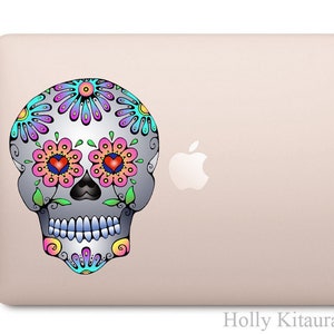 Sugar Skull Vinyl Decal Sticker Day of the Dead Flower Mexican Skull 画像 2