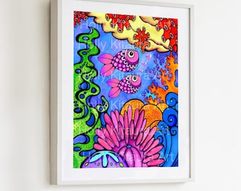 カエル 絵画 ハワイアーティストHolly Kitaura 額縁付 ハワイで購入