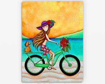 North Shore Beach Hawaii Bike Ride Art Print