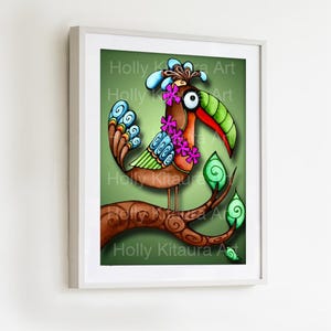 Tropical Toucan Bird Tree Painting Fine Art Giclée Print