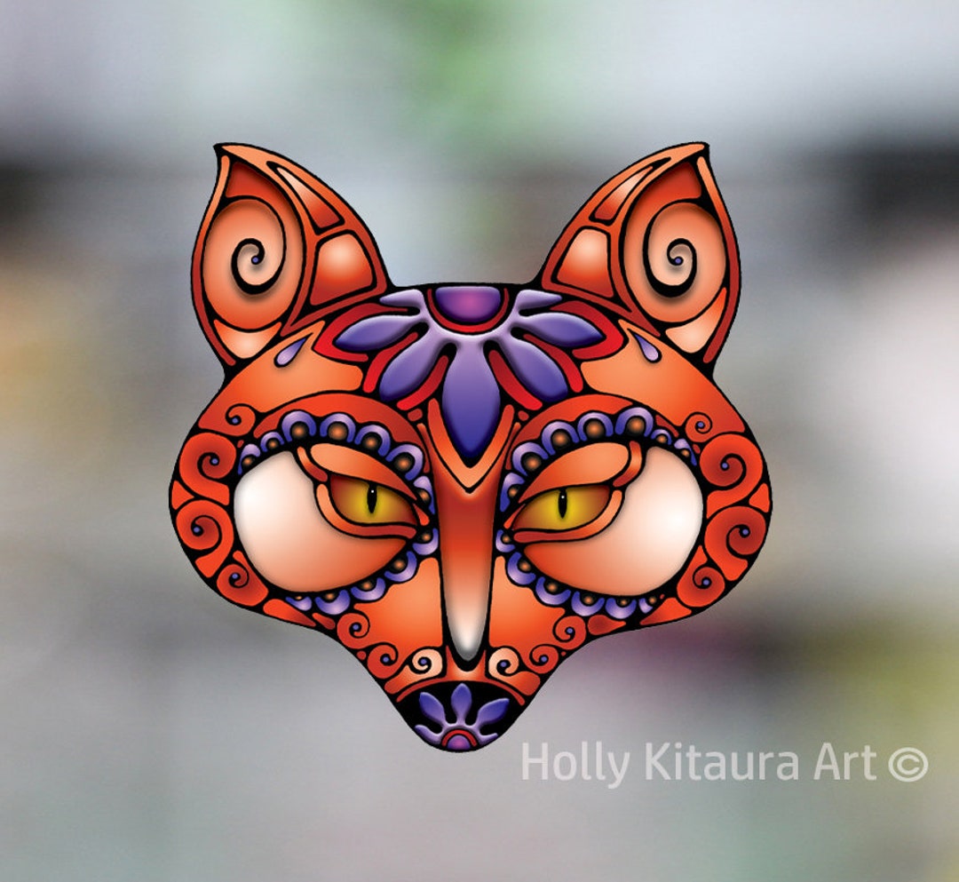 Sugar Skull Fox Vinyl Decal Sticker - Etsy