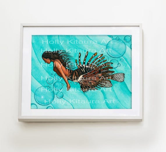 Mermaid Lionfish Lion Fish Scorpionfish Fine Art Giclée Print