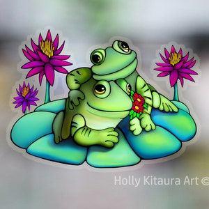 Frog Lovers Lily Pad Vinyl Decal Sticker Decals Waterproof Transparent Border Colorful Art Stickers